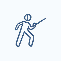 Image showing Fencing sketch icon.