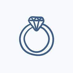 Image showing Diamond ring sketch icon.