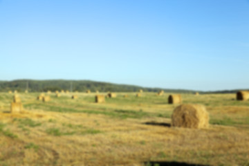 Image showing haystacks in a field of straw  