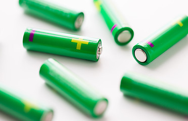 Image showing close up of green alkaline batteries