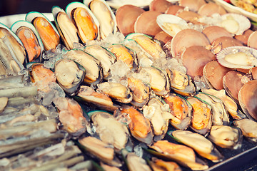 Image showing oysters or seafood on ice at asian street market