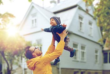 Image showing father with son playing and having fun outdoors