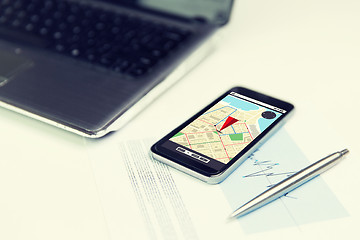 Image showing close up of smartphone with gps navigator map