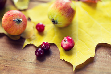 Image showing close up of autumn leaves, fruits and berries