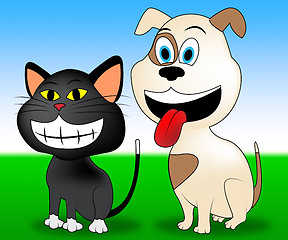 Image showing Happy Pets Indicates Domestic Cat And Animal