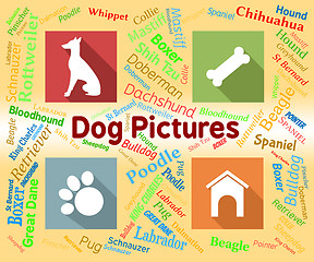 Image showing Dog Pictures Means Pets Pups And Words