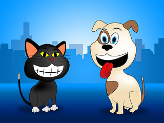 Image showing City Pets Indicates Domestic Dog Cat And Buildings