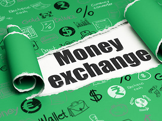 Image showing Money concept: black text Money Exchange under the piece of  torn paper