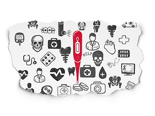 Image showing Healthcare concept: Thermometer on Torn Paper background