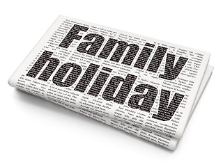 Image showing Vacation concept: Family Holiday on Newspaper background