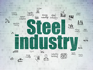 Image showing Manufacuring concept: Steel Industry on Digital Data Paper background