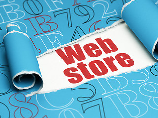 Image showing Web design concept: red text Web Store under the piece of  torn paper