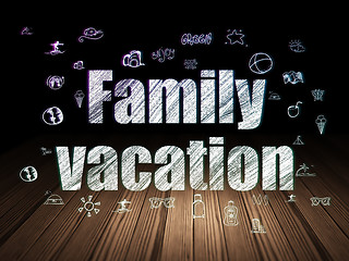 Image showing Travel concept: Family Vacation in grunge dark room