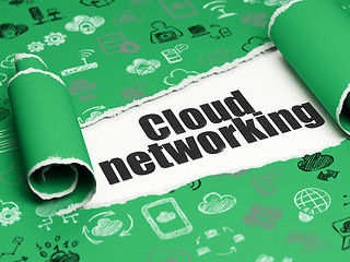 Image showing Cloud technology concept: black text Cloud Networking under the piece of  torn paper