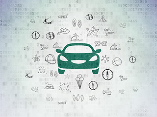 Image showing Tourism concept: Car on Digital Data Paper background