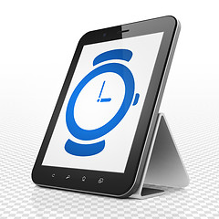 Image showing Time concept: Tablet Computer with Watch on display
