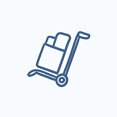 Image showing Shopping handling trolley sketch icon.