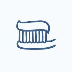 Image showing Toothbrush with toothpaste sketch icon.
