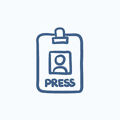 Image showing Press pass ID card sketch icon.