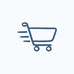 Image showing Shopping cart sketch icon.