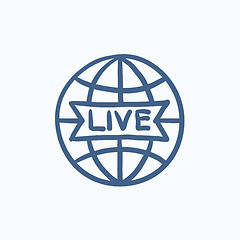 Image showing Globe with live sign sketch icon.