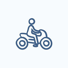 Image showing Man riding motorcycle sketch icon.