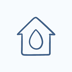 Image showing House with water drop sketch icon.