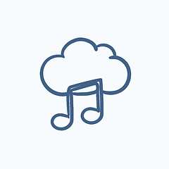 Image showing Cloud music sketch icon.