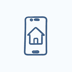 Image showing Property search on mobile device sketch icon.