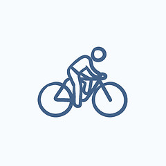 Image showing Man riding  bike sketch icon.