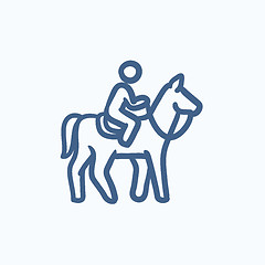 Image showing Horse riding sketch icon.