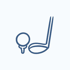 Image showing Golf ball and putter sketch icon.