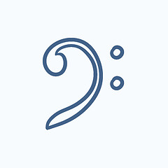 Image showing Bass clef sketch icon.