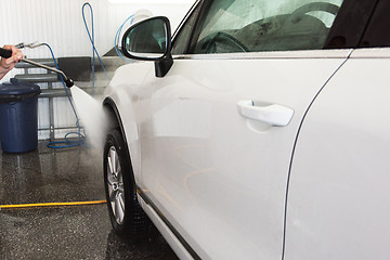 Image showing washing car closeup