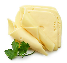 Image showing cheese slices on white background