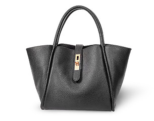 Image showing Black elegant leather ladies handbag