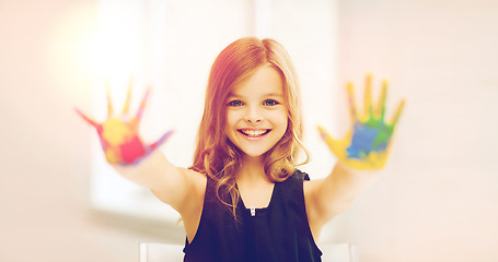 Image showing girl showing painted hands