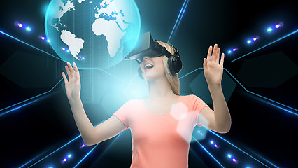 Image showing woman in virtual reality headset or 3d glasses