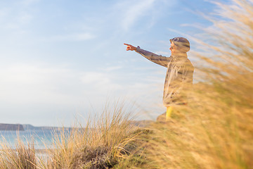 Image showing Free active man enjoying beauty of nature.