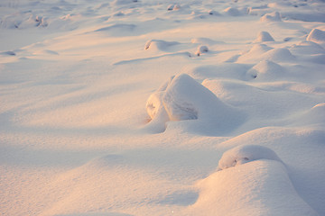 Image showing landscape. weather, snowdrifts in the foreground