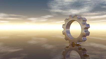 Image showing gear wheel on reflective surface - 3d rendering