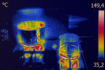 Image showing Infrared thermovision image showing cooking on a gas stove