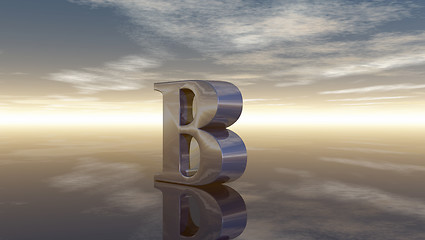 Image showing metal uppercase letter b under cloudy sky - 3d rendering