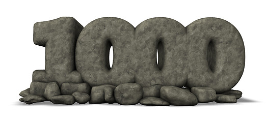 Image showing stone number thousand on white background - 3d rendering