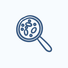 Image showing Microorganisms under magnifier sketch icon.