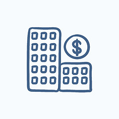 Image showing Condominium with dollar symbol sketch icon.