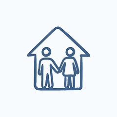 Image showing Family house sketch icon.