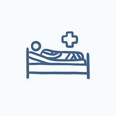 Image showing Patient lying on bed sketch icon.