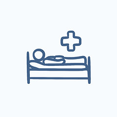 Image showing Patient lying on bed  sketch icon.