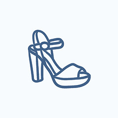 Image showing High-heeled sandal sketch icon.